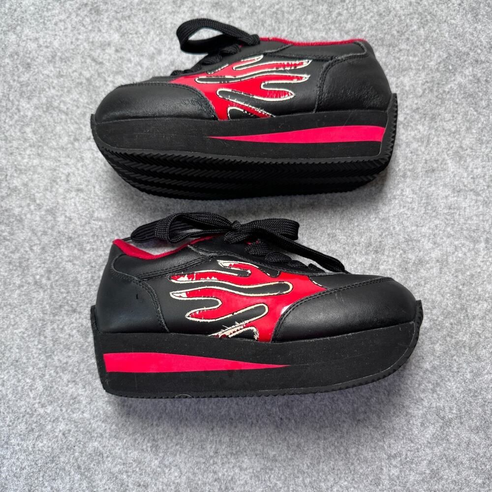 Vtg 90s Volatile Flame Arson Platform Sneakers Sz 8 Shoes Black Red Y2K